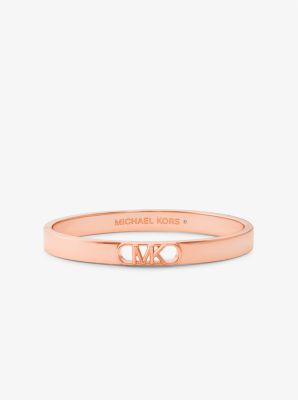 Michael Kors Precious Metal-plated Brass Empire Logo Bangle In Rose Gold