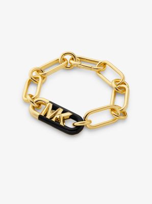 Precious Metal-Plated Brass and Acetate Empire Logo Bracelet image number 0