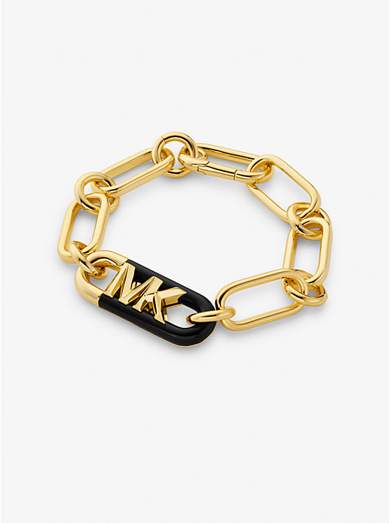 Precious Metal-Plated Brass and Acetate Empire Logo Bracelet image number 0
