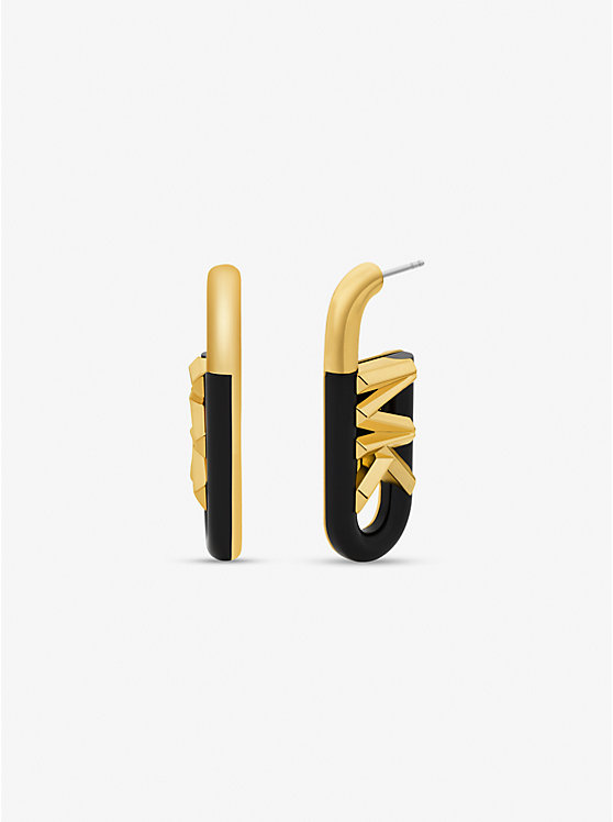 Boucles d'oreilles en laiton à placage en métal précieux à acétate et à logo Empire image number 0