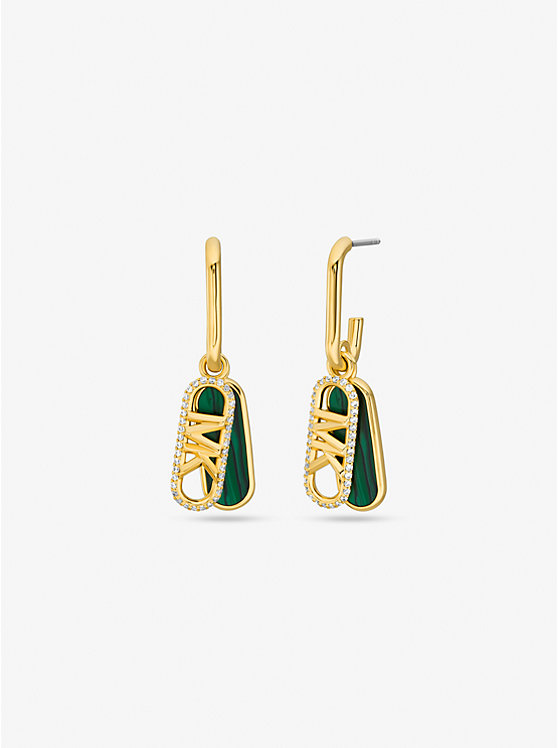 Precious Metal-Plated Brass and Acetate Pavé Empire Link Earrings image number 0