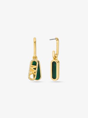 Precious Metal-Plated Brass and Acetate Pavé Empire Link Earrings image number 1