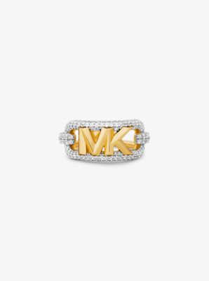 Precious Metal-Plated Brass Pavé Empire Logo Ring image number 0