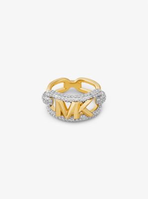 Precious Metal-Plated Brass Pavé Empire Logo Ring image number 1