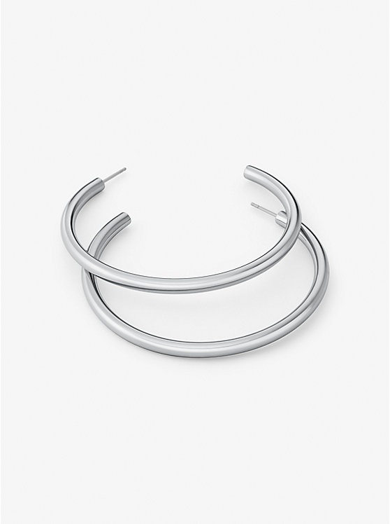 Grands anneaux d'oreilles en laiton à placage en métal précieux image number 1