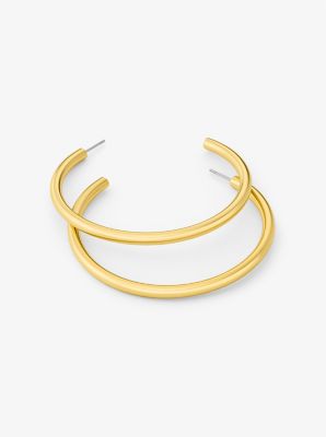 Precious-Metal Plated Brass Large Hoop Earrings image number 1
