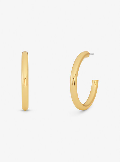 마이클 코어스 Michaelkors Precious Metal-Plated Brass Small Hoop Earrings,GOLD