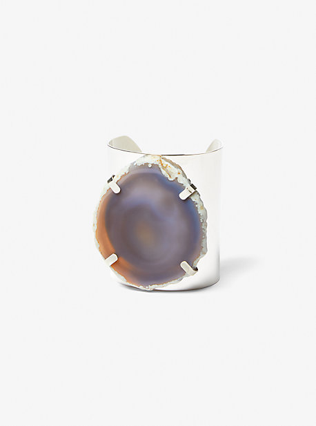 Michael Kors Precious Metal-plated Brass And Agate Cuff In Gray