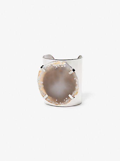 Michael Kors Precious Metal-plated Brass And Agate Cuff In Metallic