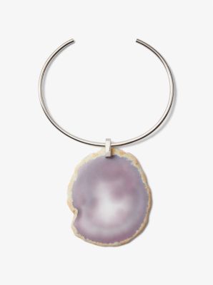 Collier ras-du-cou en laiton plaqué en métal précieux avec agate