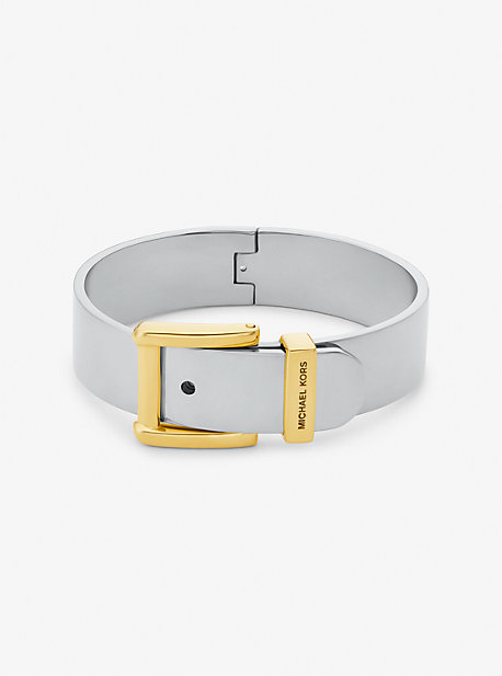 MK Grand bracelet rigide Colby en laiton plaqué en métal précieux - Argent - Michael Kors