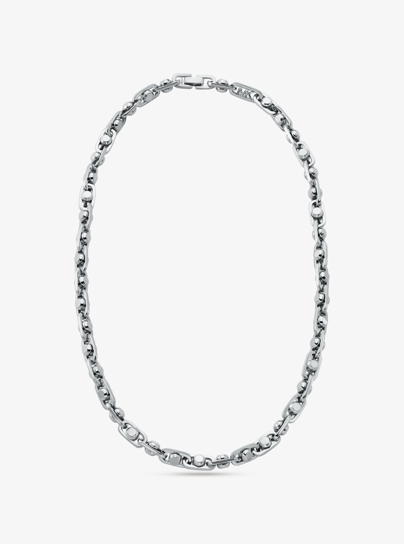 MK Astor Medium Precious Metal-Plated Brass Link Necklace - Silver - Michael Kors