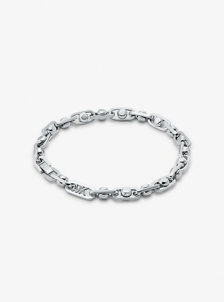Shop Michael Kors Astor Precious Metal-plated Brass Link Bracelet In Silver