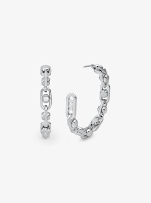 Astor Medium Precious Metal-Plated Brass Link Hoop Earrings