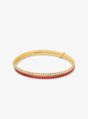 Precious Metal-Plated Brass Two-Tone Double Wrap Tennis Bracelet image number 0