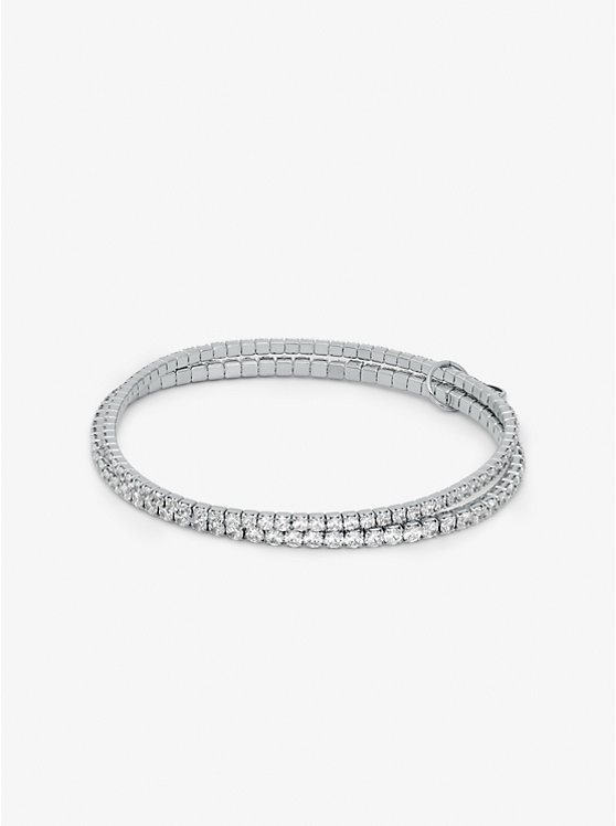 Precious Metal-Plated Brass Double Wrap Tennis Bracelet image number 0