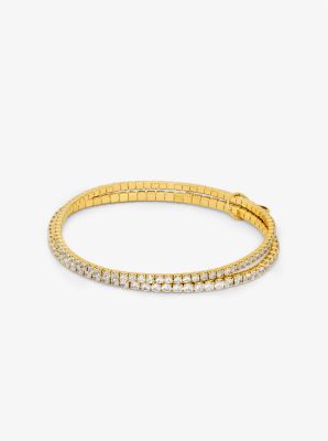 Michael Kors Precious Metal-plated Brass Double Wrap Tennis Bracelet In Gold