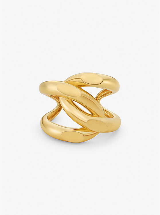 Oversized Precious Metal-Plated Brass Curb-Link Cuff image number 0