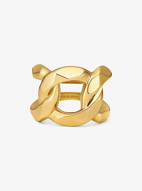 MK Precious Metal-Plated Brass Curb-Link Ring - Gold - Michael Kors