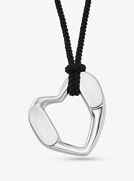 Michael Kors Precious Metal-plated Brass Heart Necklace In Black