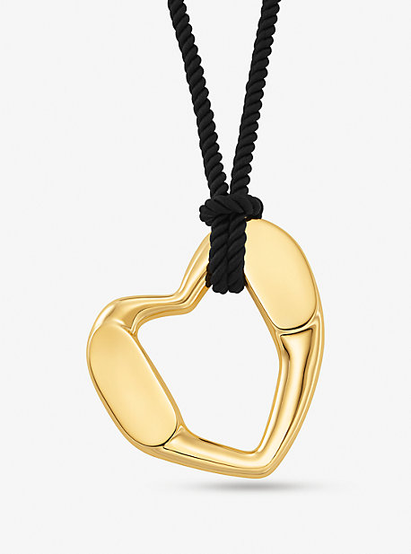 Michael Kors Precious Metal-plated Brass Heart Necklace In Gold