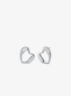 Precious Metal-Plated Brass Heart Stud Earrings image number 0