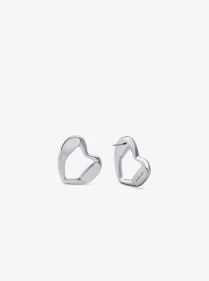 Precious Metal-Plated Brass Heart Stud Earrings image number 1