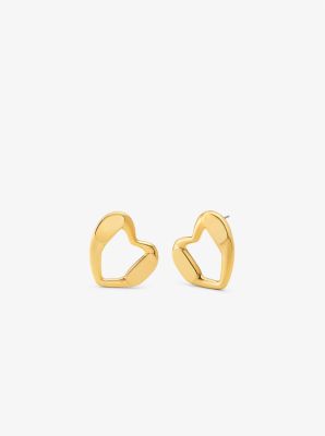 Precious Metal-Plated Brass Heart Stud Earrings image number 0