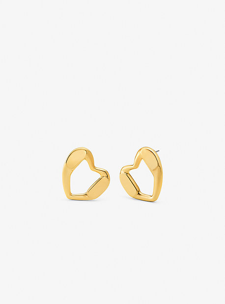 Michael Kors Precious Metal-plated Brass Heart Stud Earrings In Gold
