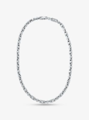 Astor Link Medium Pavé Precious Metal-Plated Brass Necklace image number 0