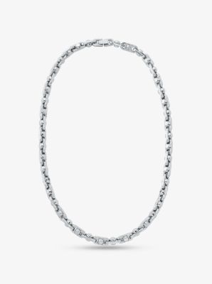 Astor Link Medium Pavé Precious Metal-Plated Brass Necklace