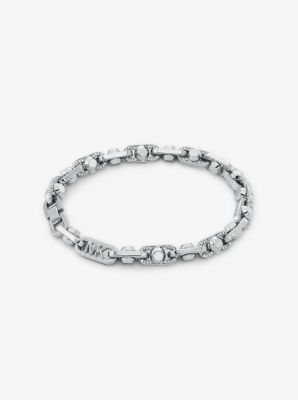 Astor Link Medium Precious Metal-Plated Brass Pavé Bracelet