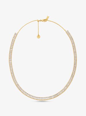 Pave Precious Metal Plated Brass Tennis Necklace