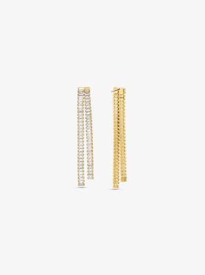 Precious Metal-Plated Brass Baguette Drop Earrings image number 1