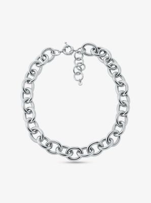 Large Precious Metal-Plated Brass Chain Link Necklace