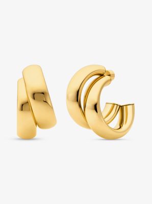 MK Large Precious Metal-Plated Brass Double Hoop Earrings - Gold - Michael Kors Michael Kors