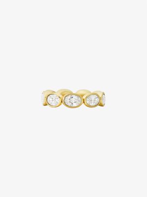 Precious Metal-Plated Cubic Zirconia Tennis Ring