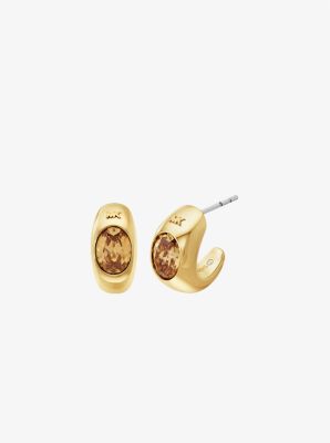 Precious Metal-Plated Cubic Zirconia Huggie Hoop Earrings image number 0