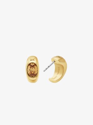 Precious Metal-Plated Cubic Zirconia Huggie Hoop Earrings image number 1