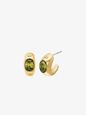 Precious Metal-Plated Cubic Zirconia Huggie Hoop Earrings image number 0