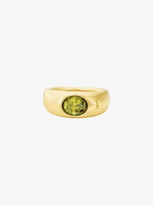 Precious Metal-Plated Cubic Zirconia Signet Ring image number 0