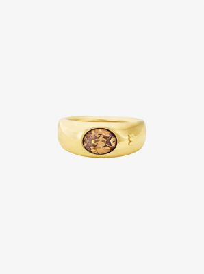 Precious Metal-Plated Cubic Zirconia Signet Ring image number 0