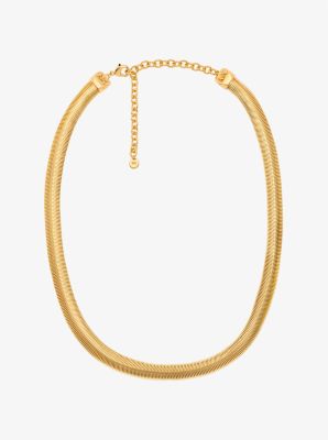 Precious Metal-Plated Brass Tubogas Snake Chain Necklace