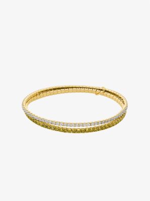 Michael Kors Precious Metal-plated Brass Double Wrap Stretch Tennis Bracelet In Gold