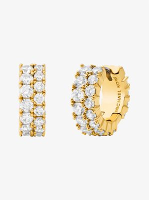 Orecchini Huggie con doppio pavé