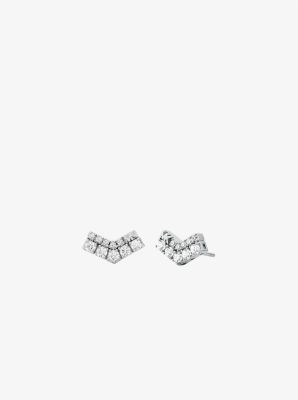 Michael Kors Pavé Chevron Stud Earrings In Silver