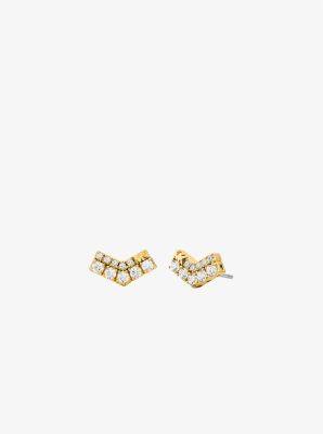Michael Kors Pavé Chevron Stud Earrings In Gold