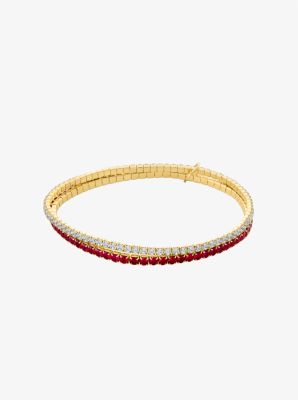 Elastisches, zweireihiges Tennisarmband mit Zirkonia