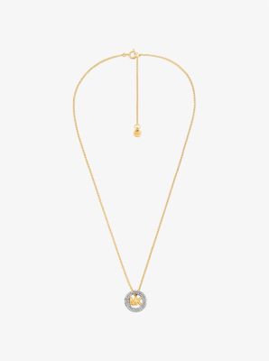 Collana bicolore con pavé e ciondolo con logo