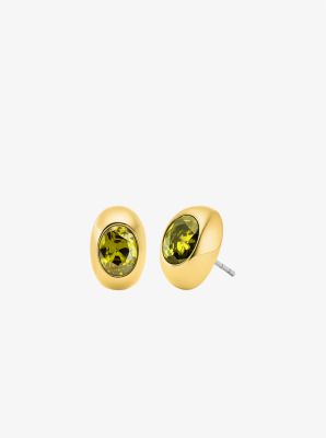 Michael Kors Gold-tone Oval Stone Stud Earrings In Gold